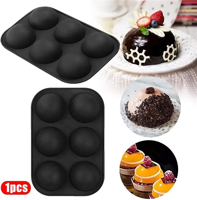 6 Holes Silicone Baking Mold for Baking 3D Bakeware Chocolate Half Ball Sphere Mold Cupcake Cake DIY Muffin Kitchen Tool
