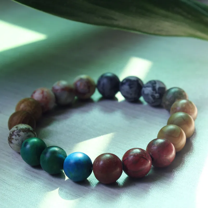 Pulseras de hebras con cuentas elásticas, pulsera de ágata de piedra Natural del universo para mujeres y hombres, joyería de moda y arena