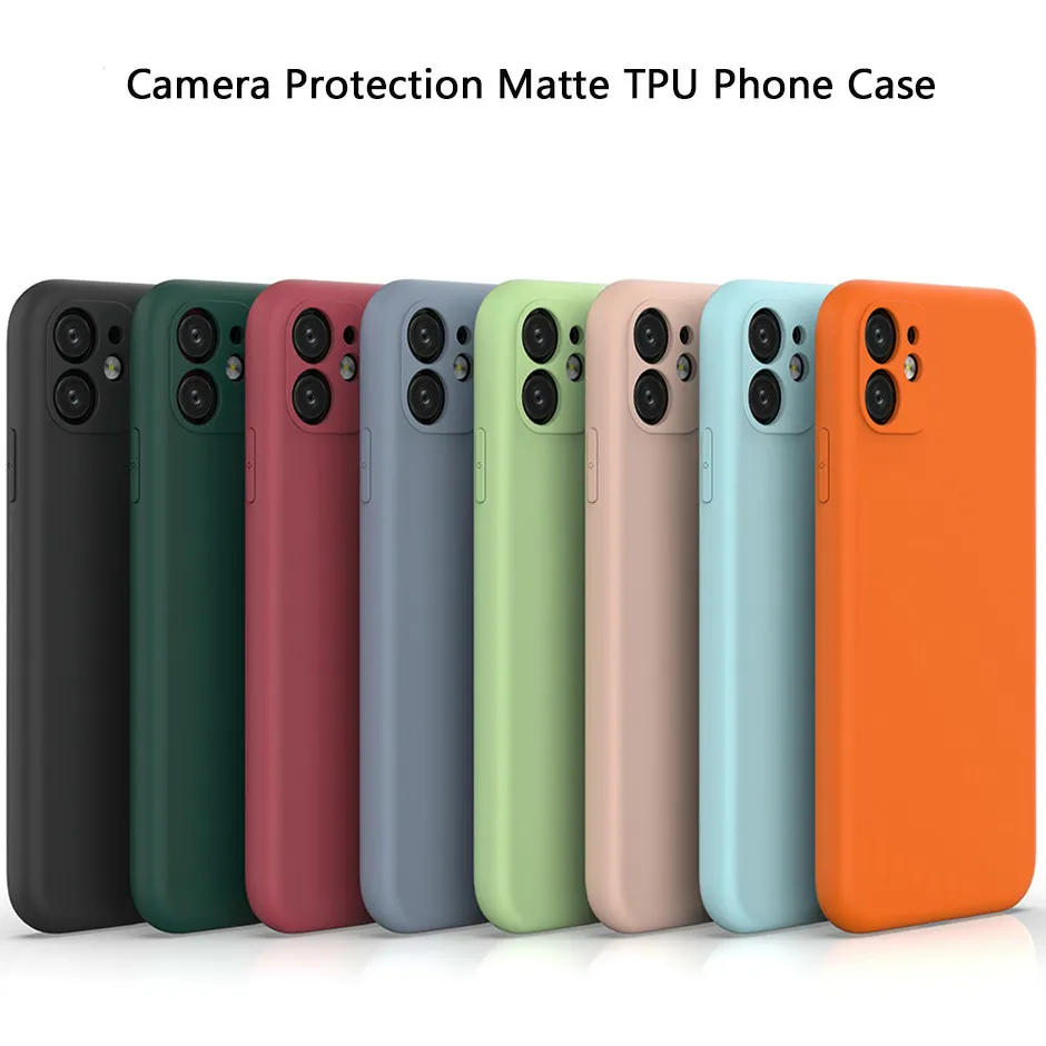 Fábrica Direto Venda Capas Matte Câmera Prorection TPU Líquido Silicone Capa de Telefone para iPhone 12 11 Pro Max iPhone XR XS Max 7 8 6 Plus