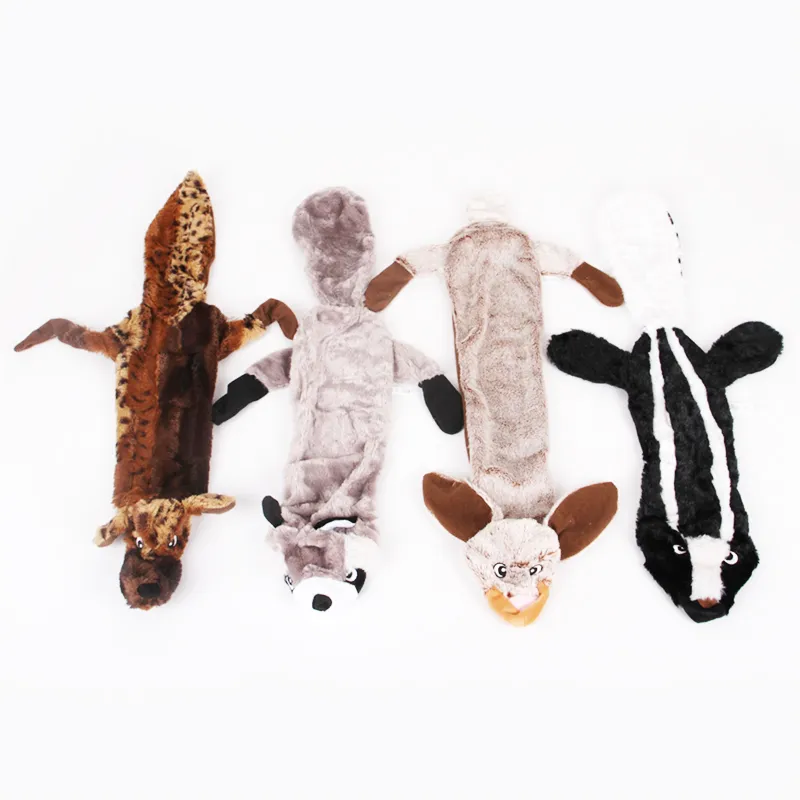 Dog Squeaky Toys No Stuffing Squirrel Raccoon Rabbit Plush Chew Toy For Small Medium Dogs Puppy Large Breed JK2012XB