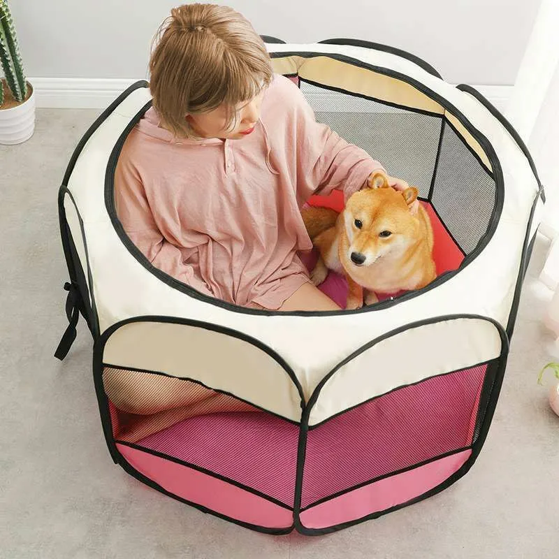 Portable-Folding-Pet-Tent-Dog-House-Octagonal-Cage-For-Cat-Tent-Playpen-Puppy-Kennel-Easy-Operation