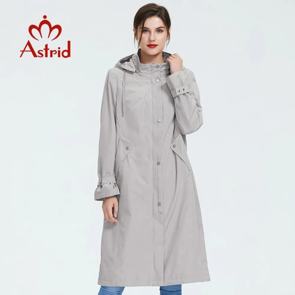 Astrid Women Trench Coat Big Size Molla Modo lungo Vento a vento Solido Colore Antivento Temperamento Donne Cappotto AS-6325 201028
