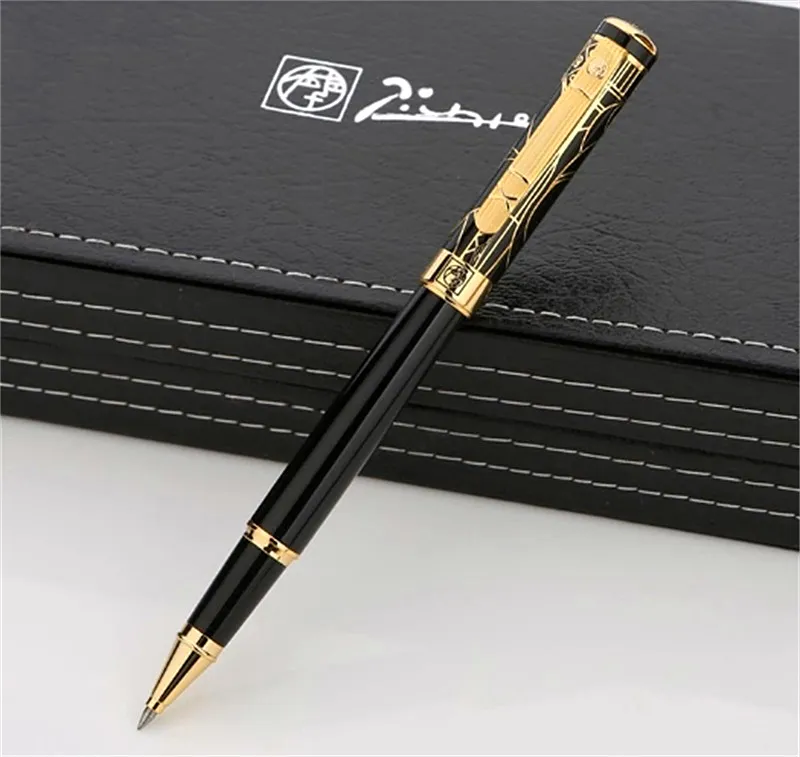Luxury Picasso 902 Rollerball pen Unique Black Golden Engrave Business office supplies High quality Writing options pen with Box p261v