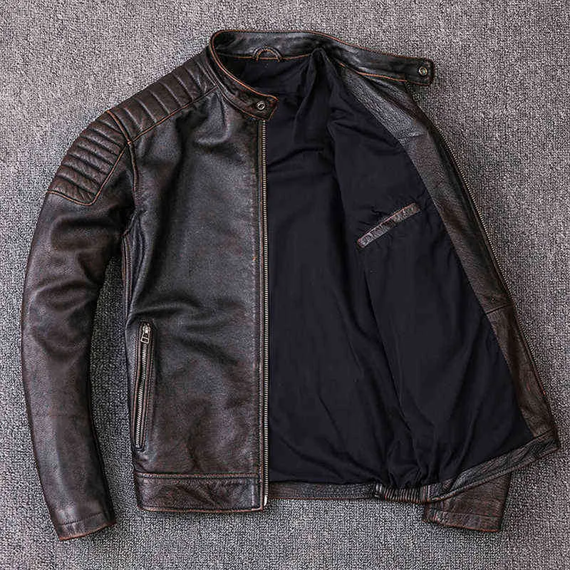 Vintage Men Leather Motorcycle Jacket Slim 100% Cotton Full Pelt Stand  Collar Autumn M104 from Dhgate Men's Leather & Faux Leather - price 262.42