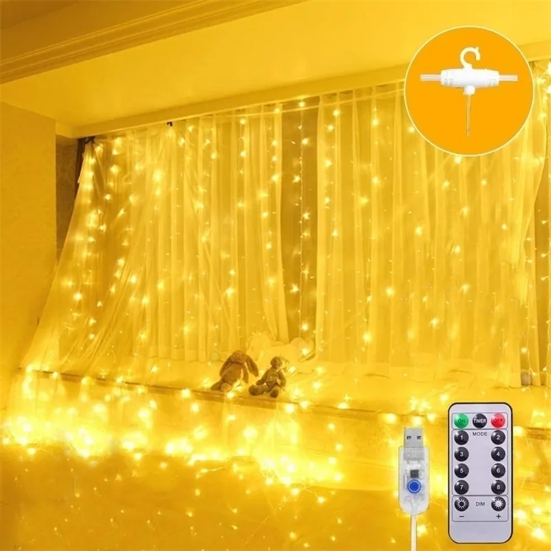 USB DC5V LED Fairy String Lights 8モードの装飾的なガーランドカーテンランプクリスマスホームホリデー結婚式のパーティーの装飾Y201020