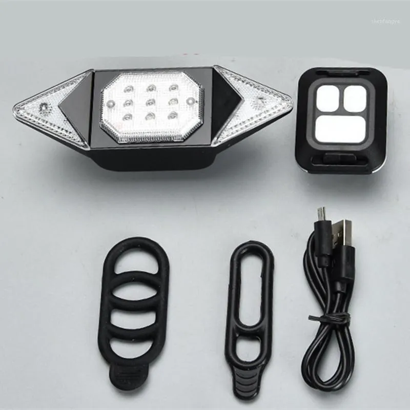 أضواء الدراجات بدوره إشارات التحكم عن بعد دراجة الاتجاه مؤشر MTB LED الخفيفة الخلفية USB قابلة للشحن ركوب الألعاب