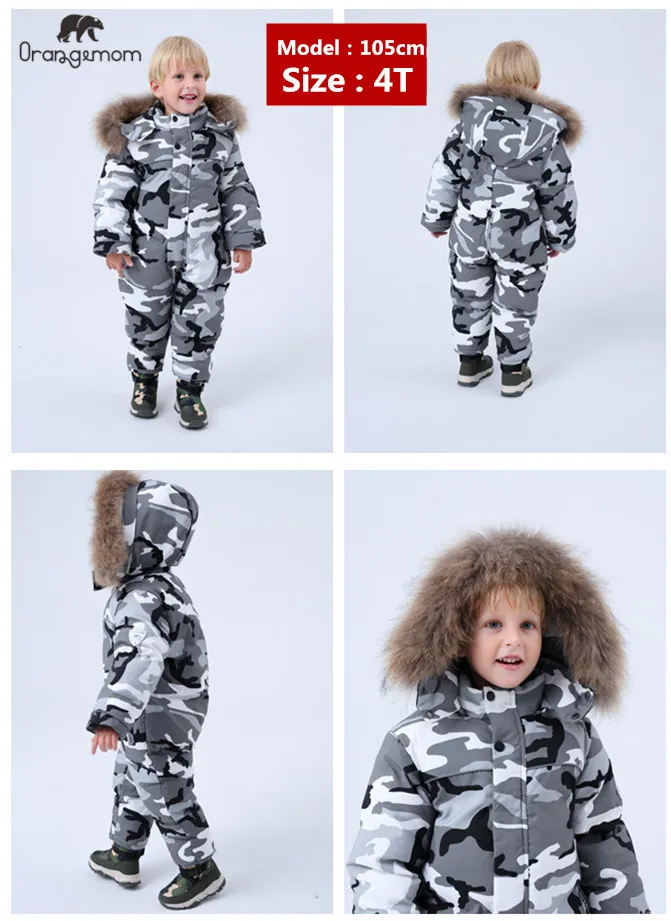 Марка Orangemom Официальный магазин Детская одежда, зима 90% пуховик для девочек мальчиков снег, детские детские пальто комбинезон LJ200828
