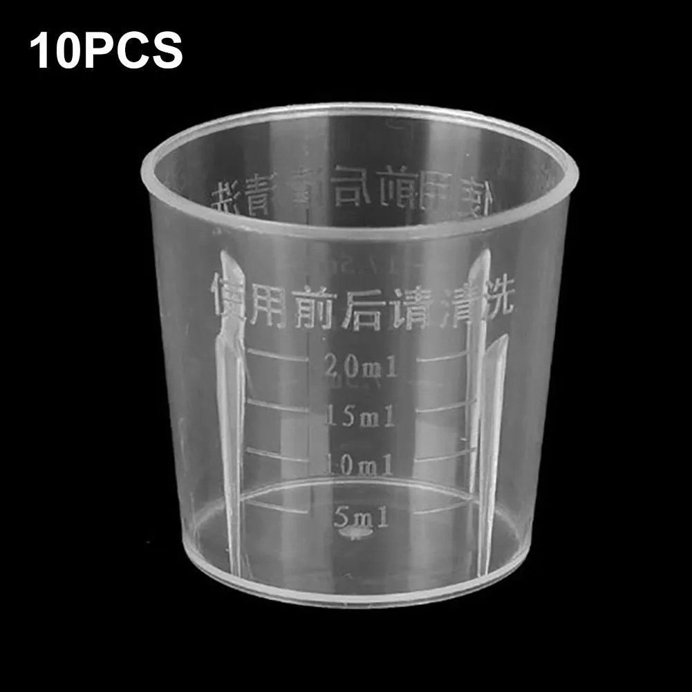 Strumenti di misurazione 10 pezzi Contenitore per tazza graduato in plastica trasparente portatile da 20 ml