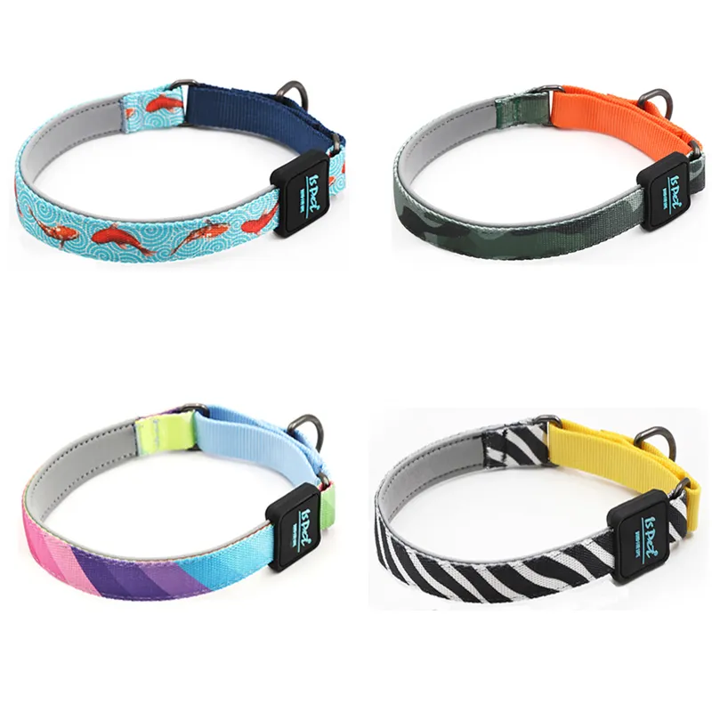 Hundehalsband, verstellbar, Nylon, bedruckt, für kleine Hunde, Welpen, Half-P-Kette, Halsband für mittelgroße und große Haustiere, Hundehalsbänder 201104