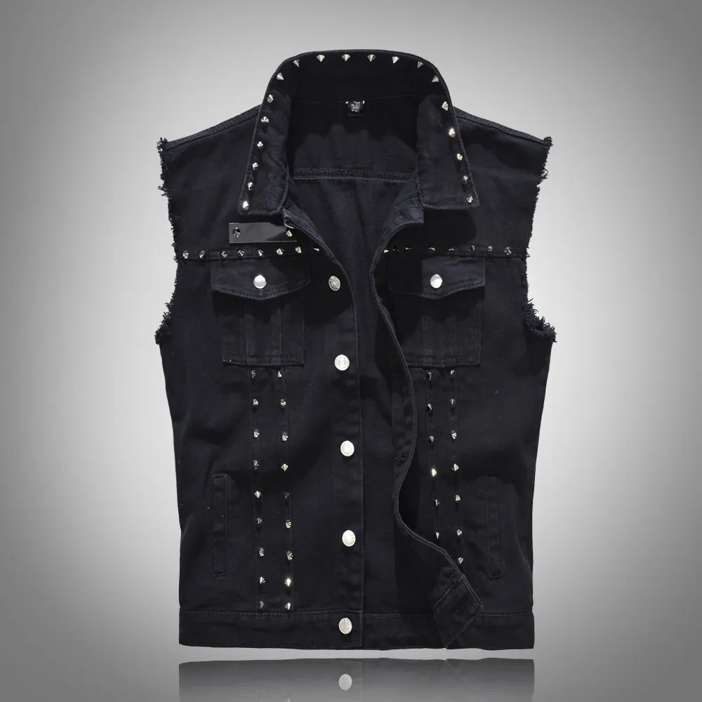 2019 Cotton Jeans Sleeveless Jacket Men Plus Size 5XL Black Denim Jeans Vest Men  Gilet Homme Denim Vest Mens Jackets