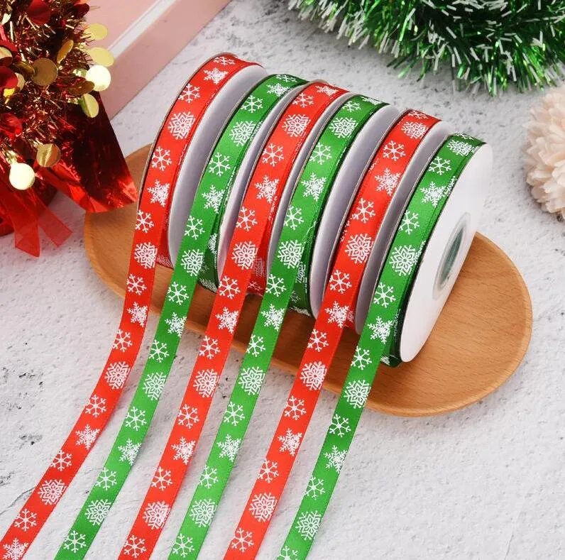 Christmas Ribbon for Gift Wrapping Christmas Satin Grosgrain Ribbon for  Crafts Box Wrapping Holiday Bows DIY Crafts 5 Yards