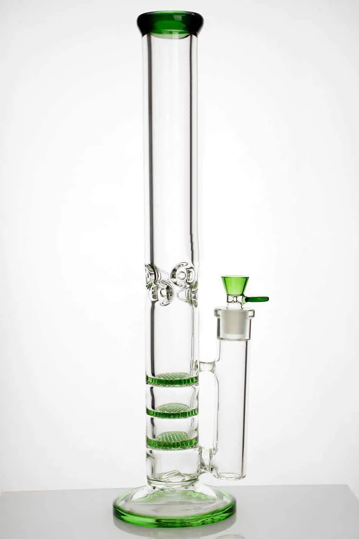 Vintage 15 inch Pulsar Ghost 7mm Honingraat Groen Glas Bong Hookah Roken Pijpen Oliebrander met Banger kan klantlogo plaatsen