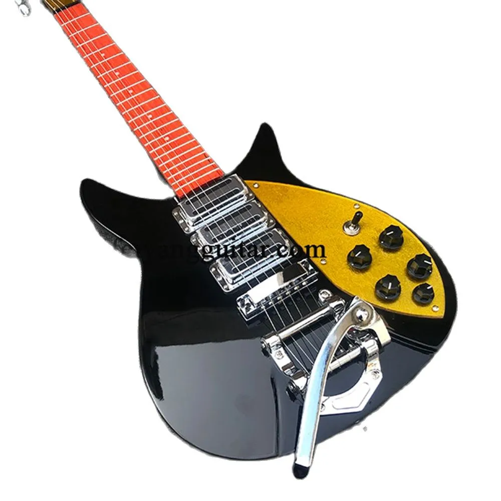 2022 New Small Double Wave Electric Guitar,Stringed Instrument,Black Paint,Yellow Cover Plate,Korean Accessories