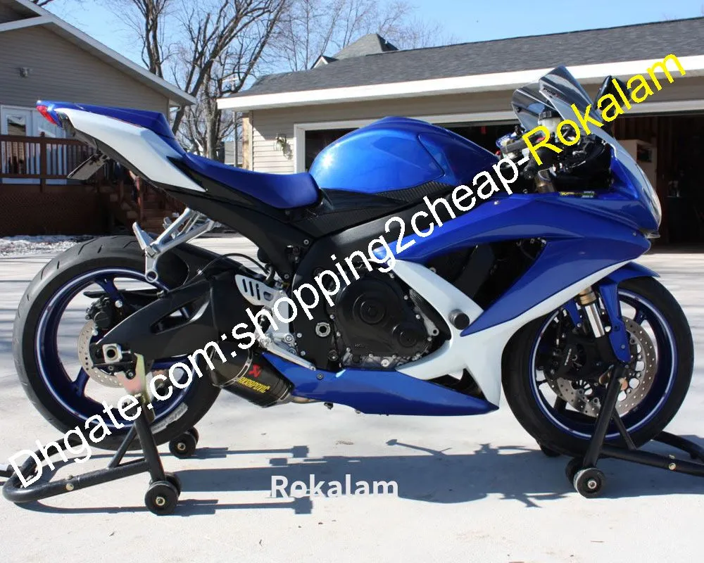 GSXR600 GSXR750 Motocyklowa skorupa do Suzuki GSXR K8 GSX R 600 750 2008 2009 2010 Blue White Fairing Aftermarket Kit (formowanie wtryskowe)