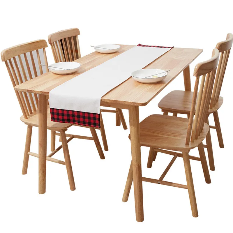 3PCS stołowy tkanina sublimacja DIY biały pusty bawełniany bielizny czerwono -czarna siatka długa pokrywka