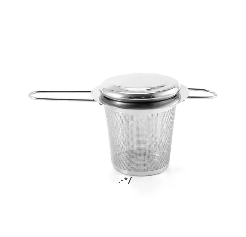 Teapot tea strainer with cap stainless steel loose leaf infuser basket filter big lid CG001