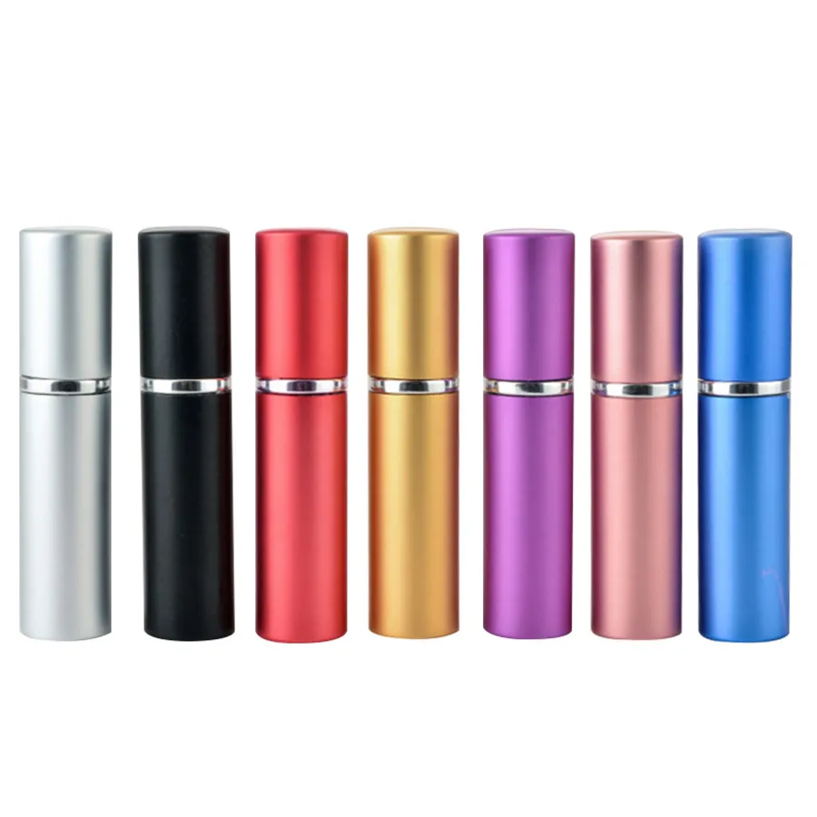 5ml Portable Mini Aluminum Refillable Perfume Bottle With Spray Empty Makeup Containers With Atomizer For Traveler Sea Shipping RRA4016