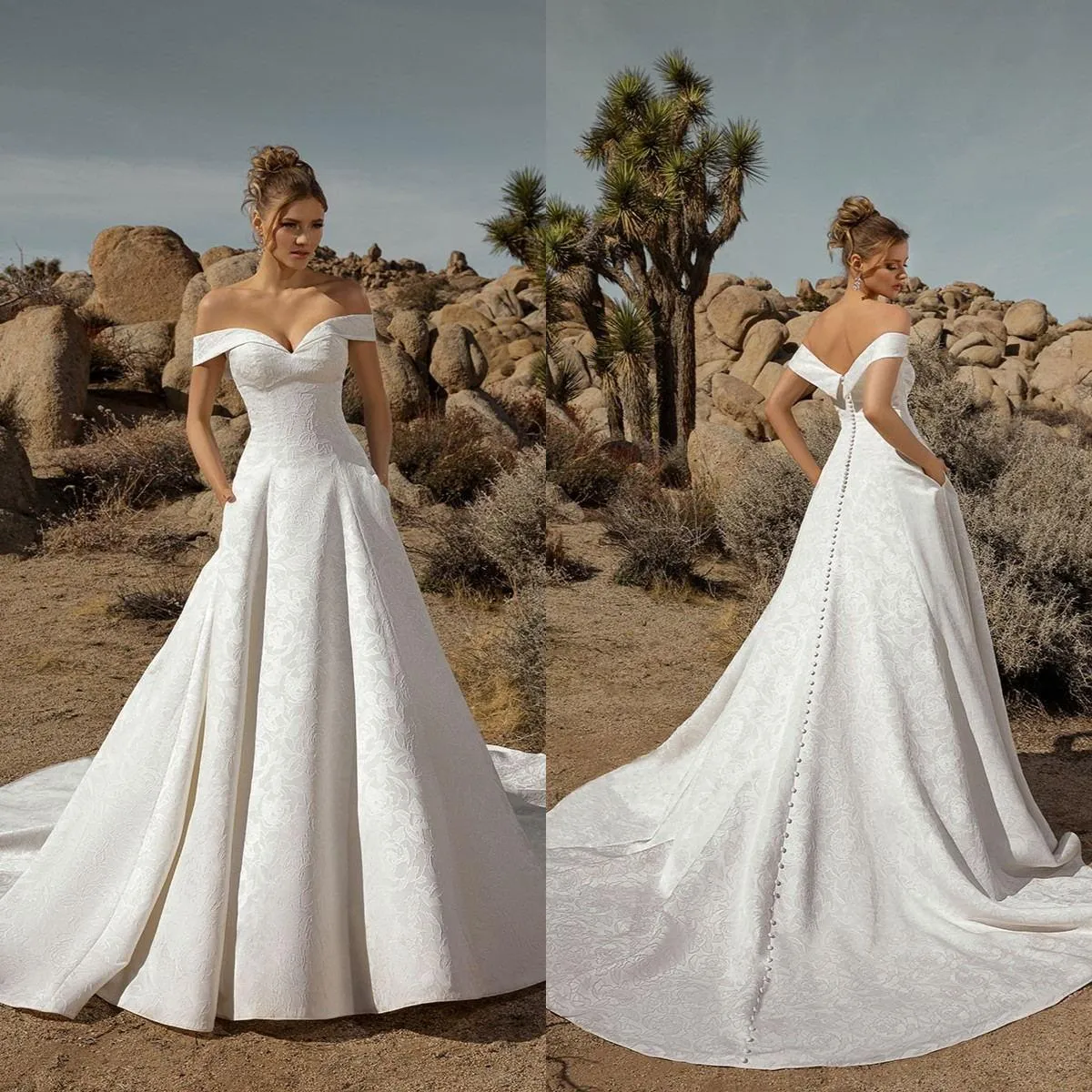 Sexy barato simples uma linha vestidos de noiva fora do ombro praia vestidos nupciais backless varrer botão de trem plus tamanho vestido de noiva personalizado