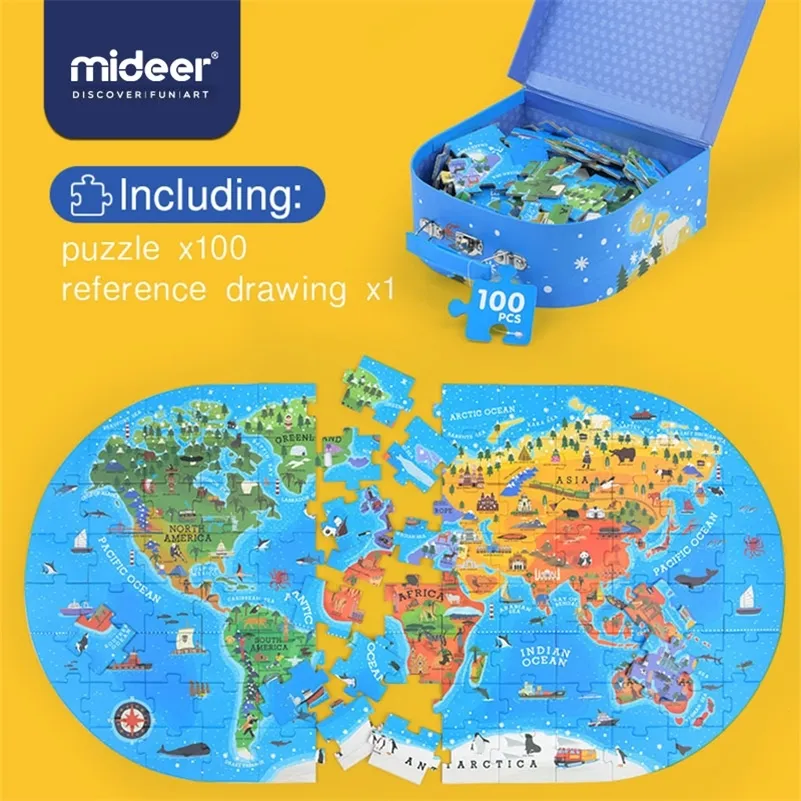 Mideer 100 pcs Mapa Jigsaw Puzzle Brinquedos Crianças Puzzle Jigsaw Crianças Cognitive Bebê Educação Educação Enigma Caixa de Presente Bebê Bebê 201218