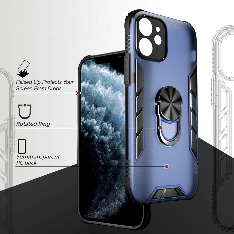 kickstand Ring Holder Hybrid PC TPU Shockproof Phone Case for iPhone XS 12 Mini 11 Pro Max XR X Samsung Note 20 Ultra