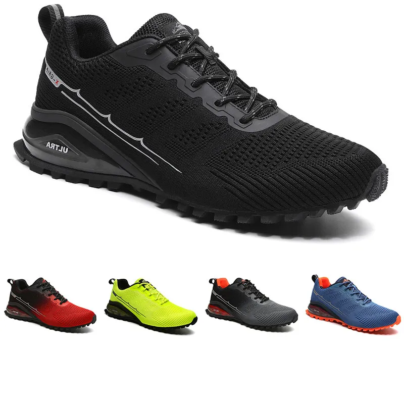 Hotsale Marka olmayan Erkekler Koşu Ayakkabıları Siyah Gri Mavi Turuncu Limon Yeşil Kırmızı Dağ Tırmanışı Yürüyüş Ayakkabı Erkek Eğitmenler Açık Spor Sneakers 41-47