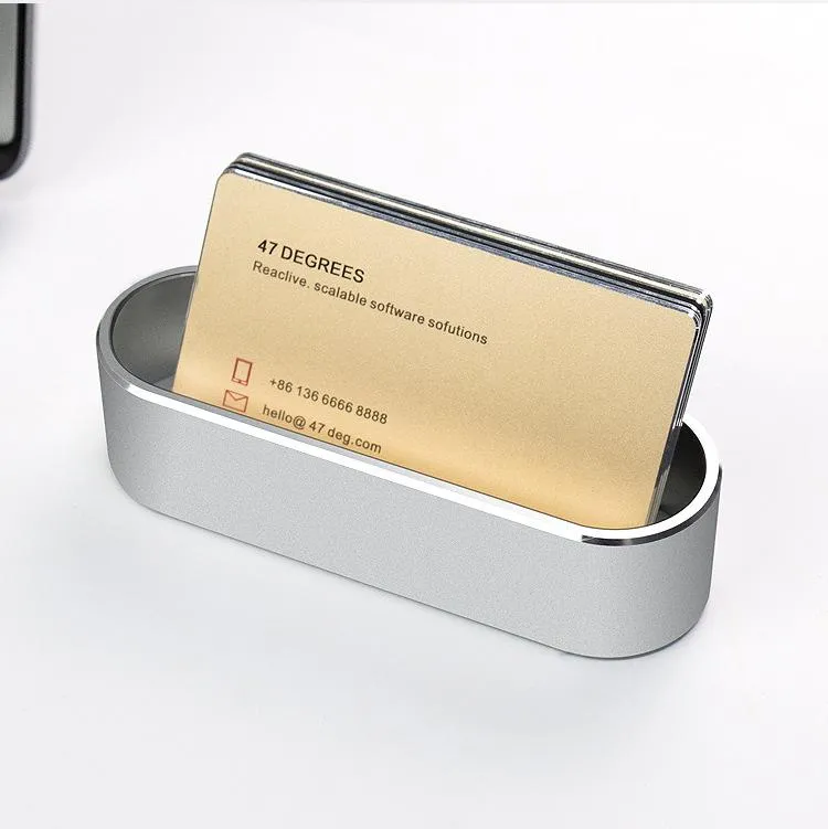 Metal Card Holder Box Aluminum Display Stand for Id,Debit,Business,Name,Gift Cards Desktop Organizer Container Case
