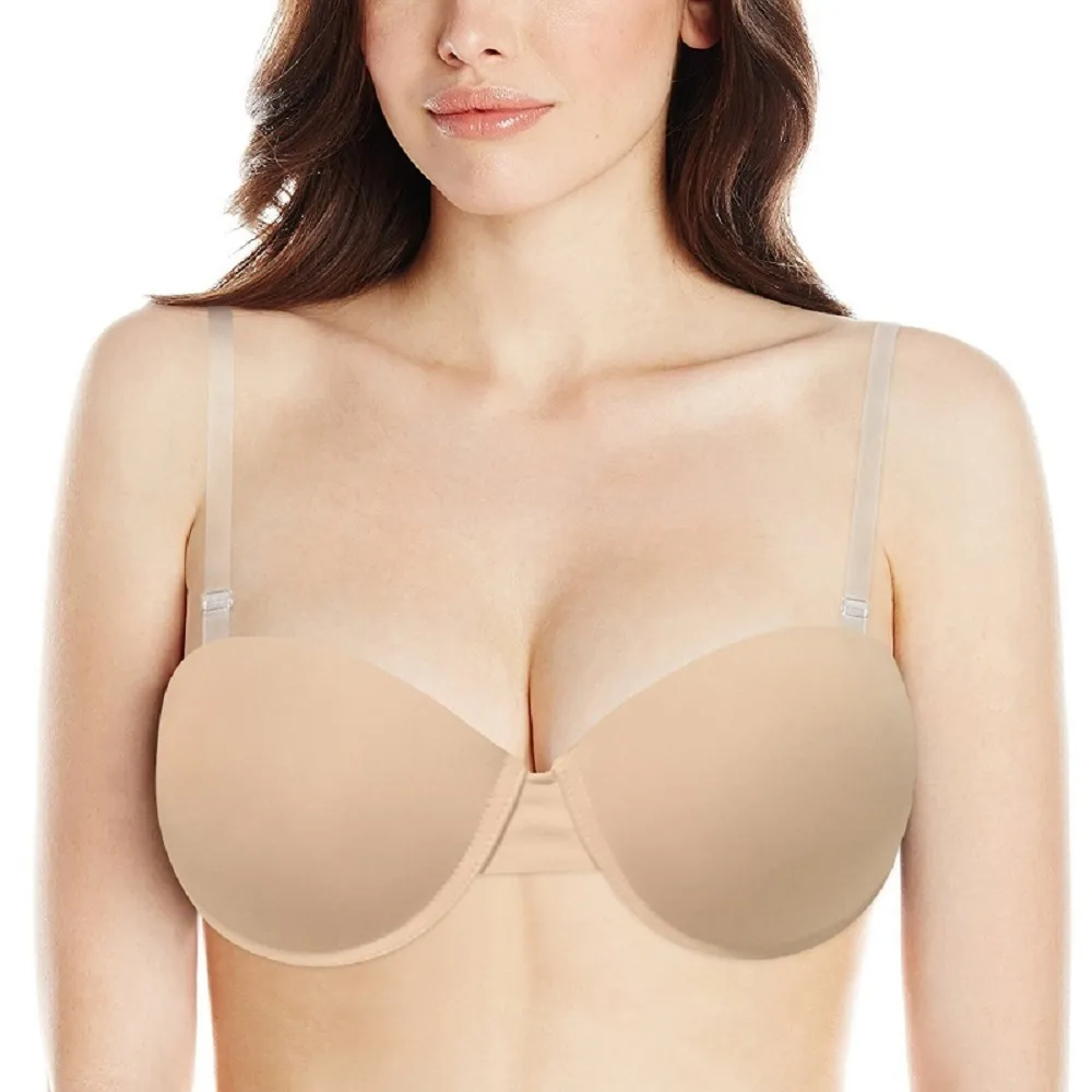 Clear Back Transparent Bra Women Padded Push Up Bra Strapless Convertible  Adjusted Large Half Cup Simple Sexy Lingerie Everyday LJ200821 From Luo02,  $9.85