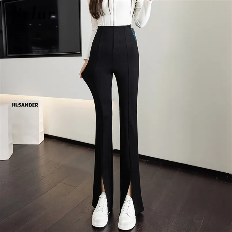 Jielur Split Zipper Button Trousers Korean Fashion Casual Office Lady Black  Flare Pants Female High Waist Long S XL 220226 From 40,27 €
