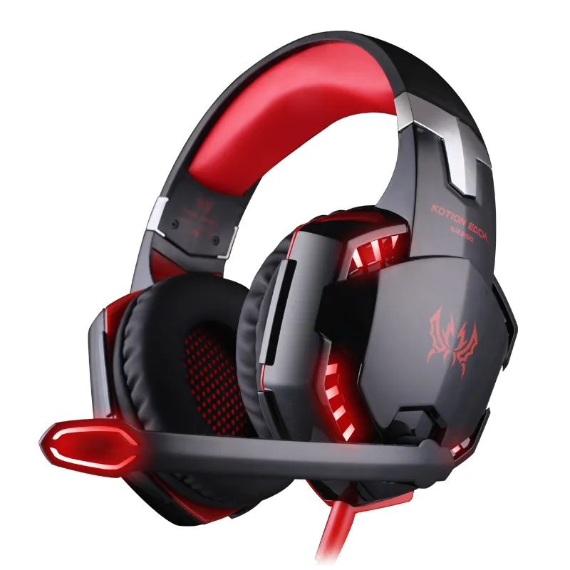 G9000 Gaming Over-Ear Headphones 3,5 mm stereo med enkel span Mikrofon Läder Material Miljöbuller Isolering