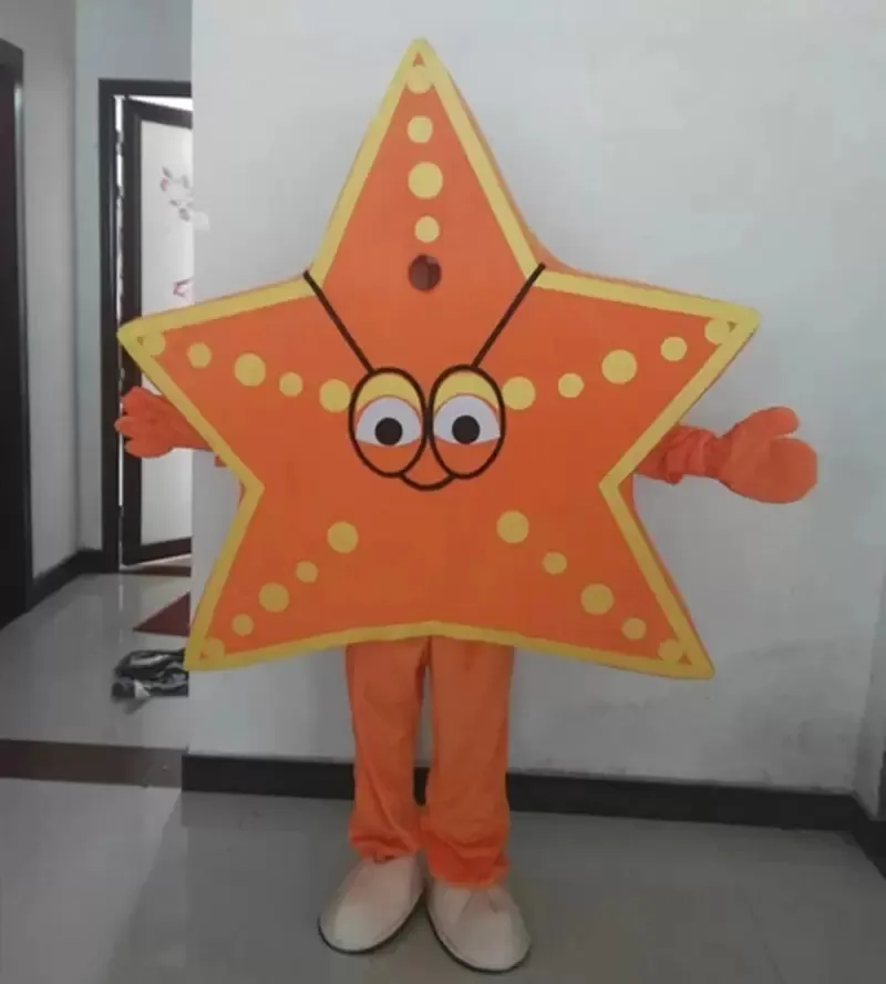 2022 Halloween Starfish Mascot Traje dos desenhos animados Cinco-apontado Estrela Anime Tema Personagem de Natal Carnaval Festa Fantasia Trajes Adultos Tamanho Outdoor Roupa