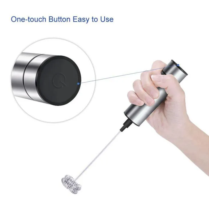 Egg Tools Double Spring Head Milk Frother Handheld Battery Operated Travel Coffee Frother-Milk Foamer Drink Mixer Stainless Steel Whisks for Chocolate SN2938