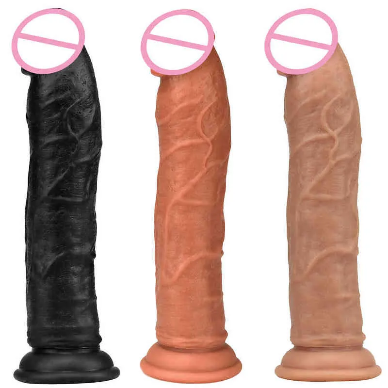 NXY Dildos Anal Toys Straight General Double layer Liquid Silicone Penis Female Masturbation Device Egg Free False Expansion and Plug Adult 0225