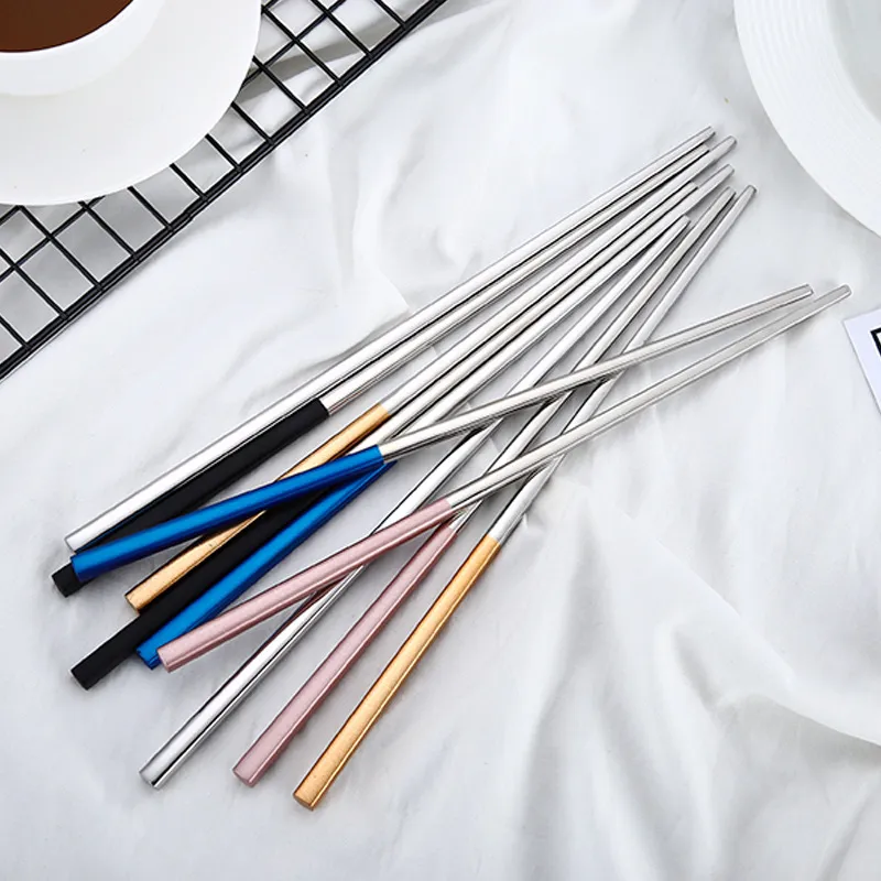 Stainless Steel Chopsticks Metal Chop Sticks Tablewares Silver Gold Multicolor Tableware Wedding Party Festival Supplies