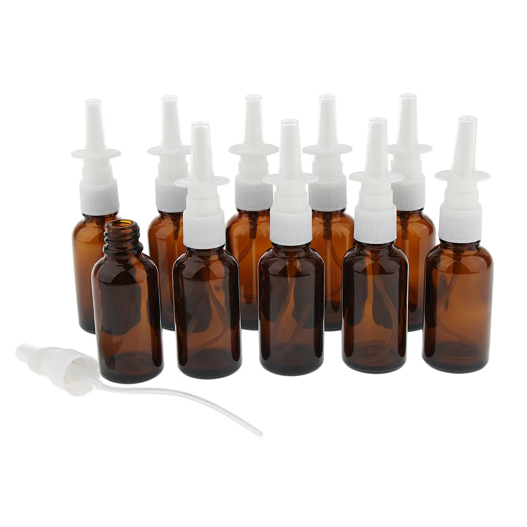 10 Pieces 30ml Empty Glass Nasal Spray Pump Bottle Fine Mist Vials Sprayer