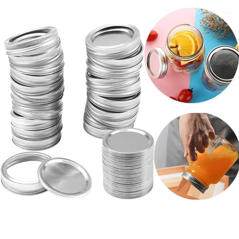 Kök lagringsorganisation 24pcs Canning Läckage Läcker GRATIS vanlig mun Mason + Ringar, tennplåt för burk