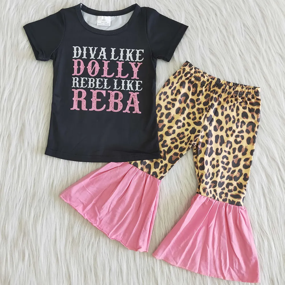 Baby Girl Designer Short Sleeve Top & Pants Set Wholesale Fashion Boutique For Spring/Summer