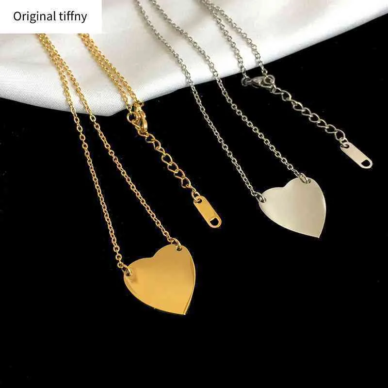 Hangers gouden liefde ketting mode verzilverde brief eenvoudig hart titanium valentijnsdag liefhebbers maïs sieraden bruiloft y220310