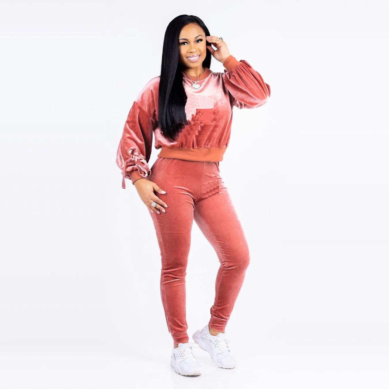 Plus Size Womens Cotton Tracksuit Set With Sweatsuit Top And Long