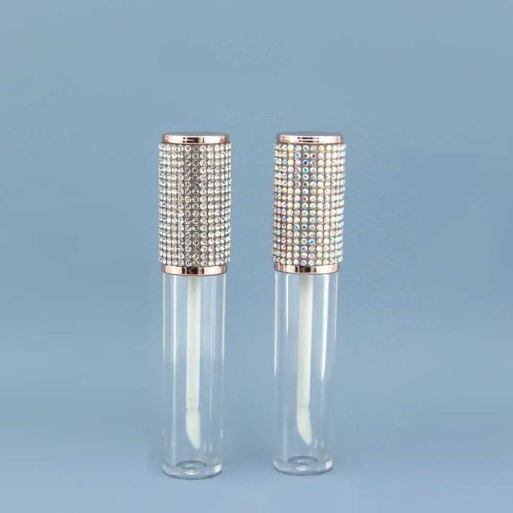 Tubi per lucidalabbra da 6 ml Bottiglia trasparente Corpo in plastica vuota con strass Bottiglie di riempimento Contenitori cosmetici