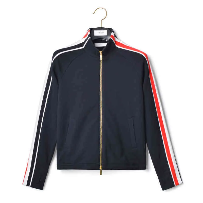 Tb Thom Cotton Interlocking Rwb Stripe Track Jacket Men Lovers Casual Manufacturers Wholesale