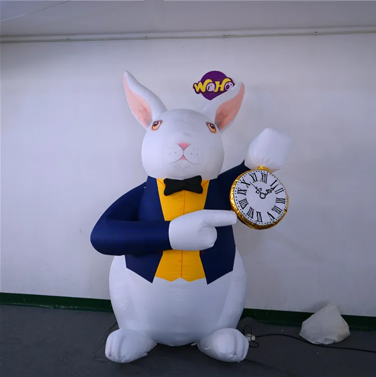 Wielkanocny dzień nadmuchiwany królik balon pontonowy maskotka z diodami LED i dmuchawy na zewnątrz dekoracji