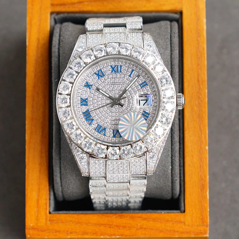 Full Diamond Movement Watch Vvs Watch 42mm Automatic Mechanical