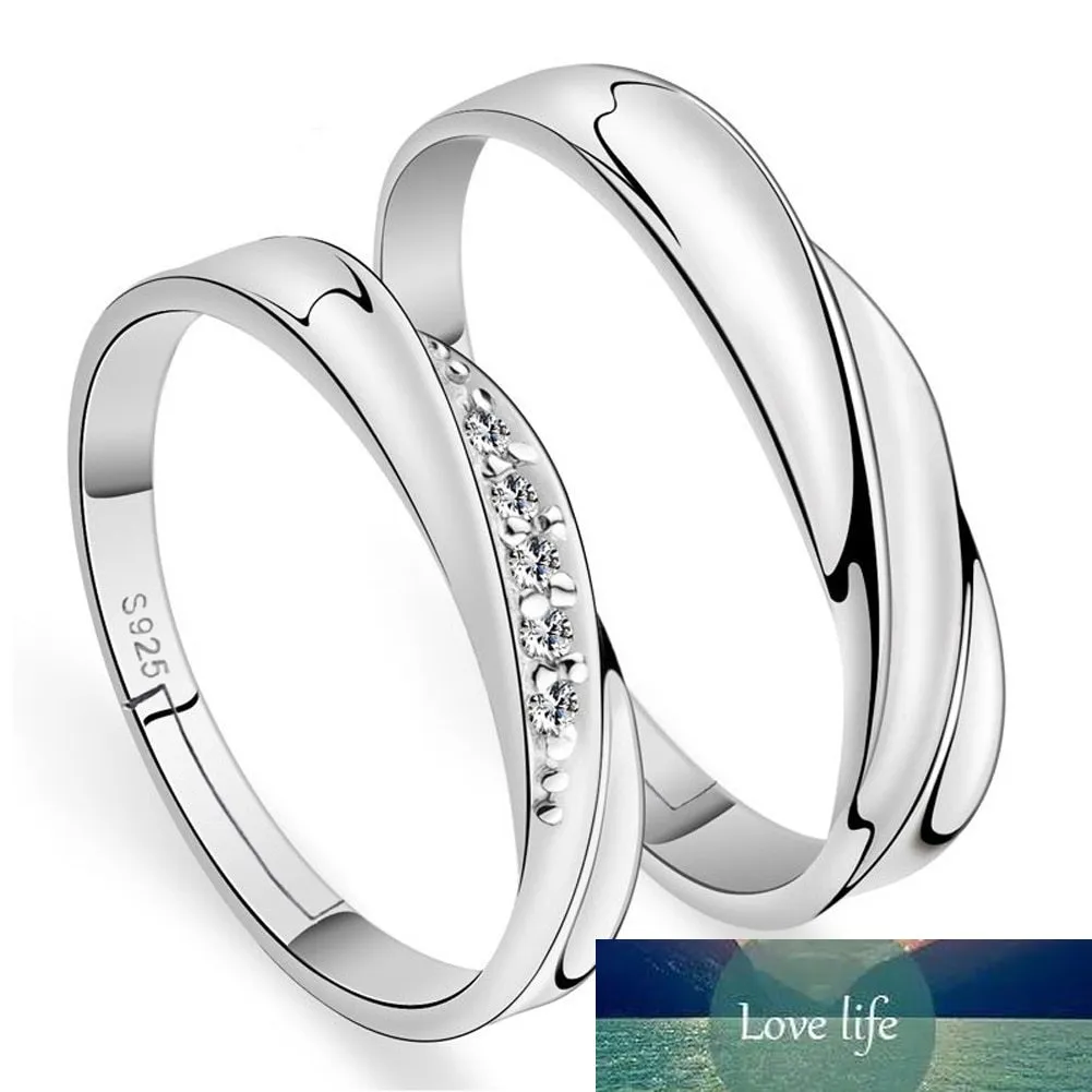 Weddings Couple Rings A Pair Love Silver Color Crystal Engagement Ring Jewelry for Men and Women