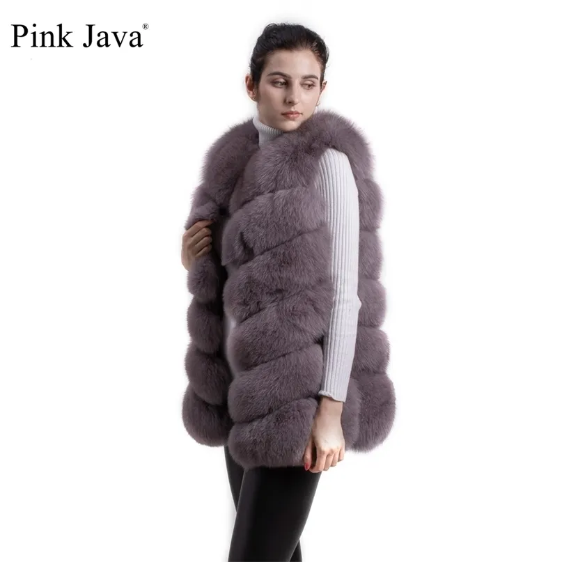 rosa java qc8049 försäljning kvinnor kappa vinter lyx kläder äkta päls naturlig väst fluffig jacka tvättbjörn 211220