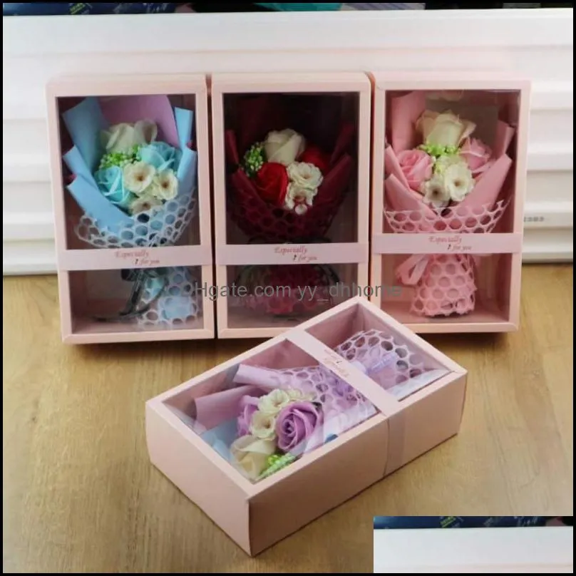 Decorative Flowers & Wreaths Artificial Valentine`s Day Decor Soap Roses Bouquet Gift Box For Anniversary1