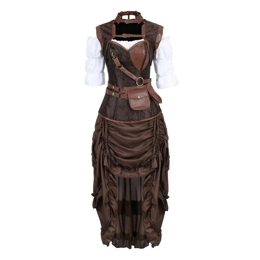 Women Steampunk Corset Dress Pirate Shirt Gothic Corset Lingerie Top With  Burlesque Irregular Skirt Set Halloween Costume S 6XL X0123 From  Catherine002, $29.02