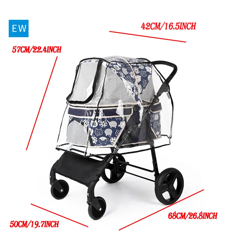 Outdoor Pet Stroller Cover for Car Dog Foldable Safe Transparent Wind Rain Proof Cover PVC Rain Cover for Pet Baby Cart Jogger LJ2304j
