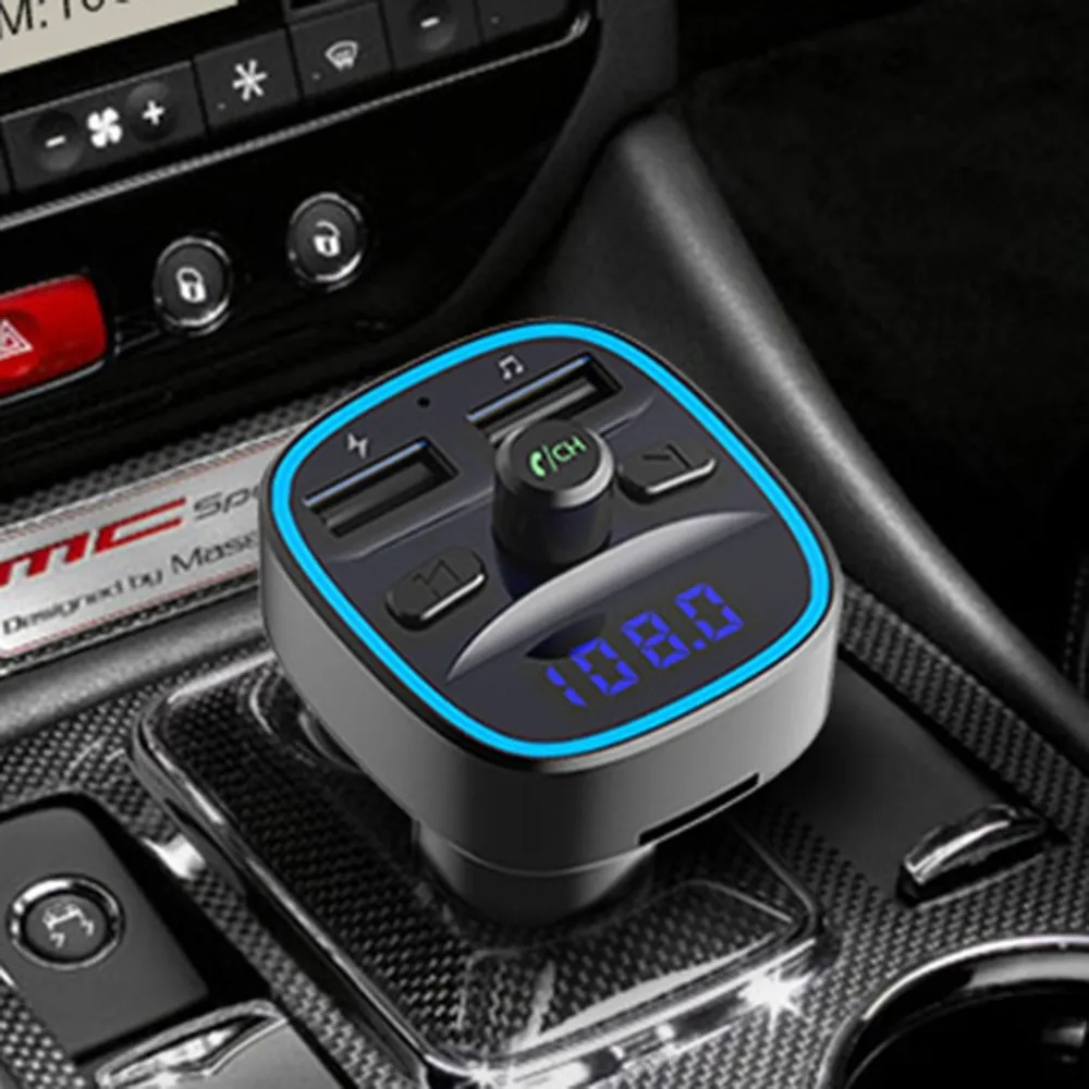 Nadajnik FM IN-Car Bezprzewodowe nadajniki radiowe Adapter Music Player Zestaw samochodowy 2 porty USB Hands Free Calling T25