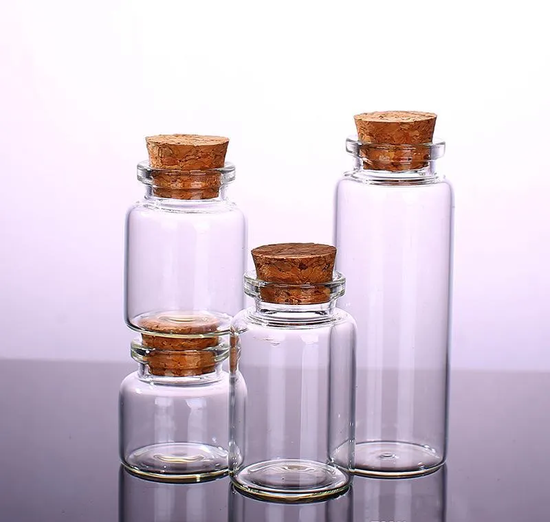 Clear Glass Bottle with Corks Vial Glass Jars Pendant Craft Projects DIY for Keepsakes 30mm Diameter