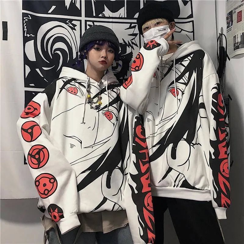 Anime Naruto Hoodies Streetwear Pareja Abrigo de invierno Moda Flojo Dibujos animados Sasuke Japón Sudadera Sudadera Unisex Hoodie Hombres Mujeres